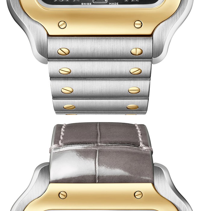 Cartier Santos De Cartier Watch Stor model Automatisk optræk Stålkasse Gult guld Udskiftelig læderrem W2SA0030 - Billede 3