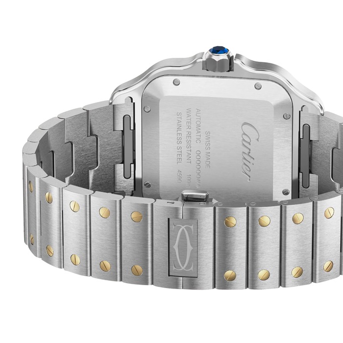 Cartier Santos De Cartier Watch Stor model Automatisk optræk Stålkasse Gult guld Udskiftelig læderrem W2SA0030 - Billede 4