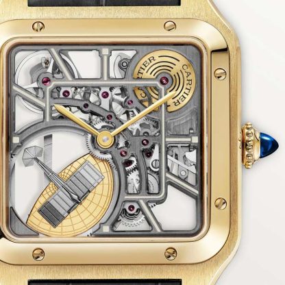 Cartier Santos-Dumont Micro-Rotor Skeleton Watch Stor model Automatisk mekanisk bevægelse 18K gul guldkasse WHSA0043 - Billede 2