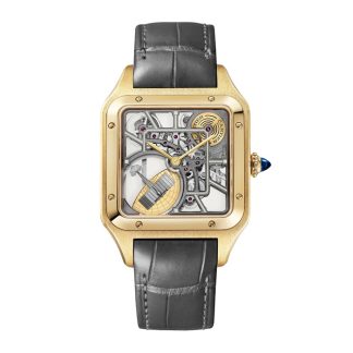 Cartier Santos-Dumont Micro-Rotor Skeleton Watch Stor model Automatisk mekanisk bevægelse 18K gul guldkasse WHSA0043