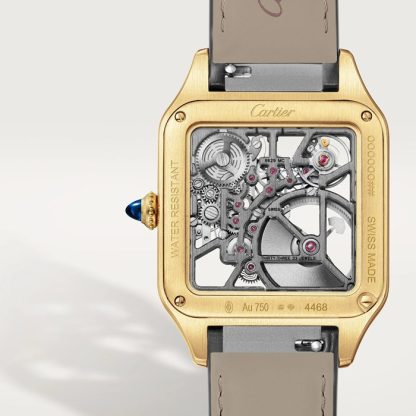 Cartier Santos-Dumont Micro-Rotor Skeleton Watch Stor model Automatisk mekanisk bevægelse 18K gul guldkasse WHSA0043 - Billede 5