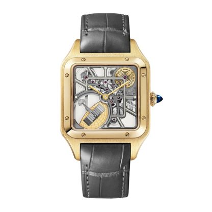 Cartier Santos-Dumont Micro-Rotor Skeleton Watch Stor model Automatisk mekanisk bevægelse 18K gul guldkasse WHSA0043