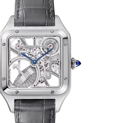 Cartier Santos-Dumont Skeleton Ur Stor Model Automatisk Urværk Stål Læder WHSA0032 - Billede 2