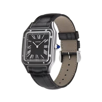 Cartier Santos-Dumont Ur Stor Model Manuelt Merkanisk Urværk Stål Lak Læder WSSA0046 - Billede 2