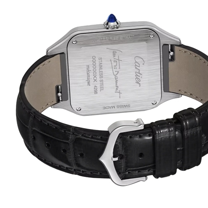 Cartier Santos-Dumont Ur Stor Model Manuelt Merkanisk Urværk Stål Lak Læder WSSA0046 - Billede 3