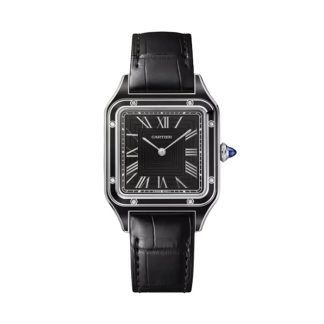 Cartier Santos-Dumont Ur Stor Model Manuelt Merkanisk Urværk Stål Lak Læder WSSA0046