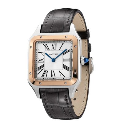 Cartier Santos-Dumont Ur Stor Model Quartz Movement Rose Gold Steel Leather W2SA0011 - Billede 2
