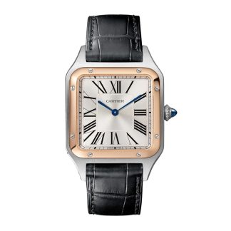 Cartier Santos-Dumont Ur Stor Model Quartz Movement Rose Gold Steel Leather W2SA0011