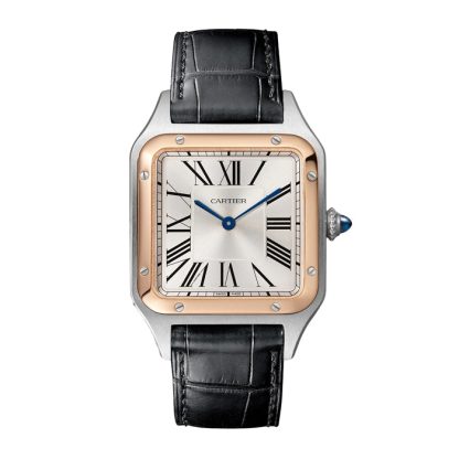 Cartier Santos-Dumont Ur Stor Model Quartz Movement Rose Gold Steel Leather W2SA0011