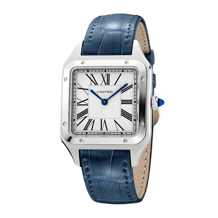 Cartier Santos-Dumont Ur Stor model Kvartsurværk Stål Læder WSSA0085 - Billede 2