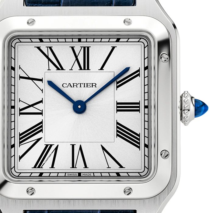 Cartier Santos-Dumont Ur Stor model Kvartsurværk Stål Læder WSSA0085 - Billede 3