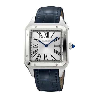 Cartier Santos-Dumont Watch Extra-Large Model Hand-Wound Mechanical Movement Steel Leather WSSA0032 - Billede 2