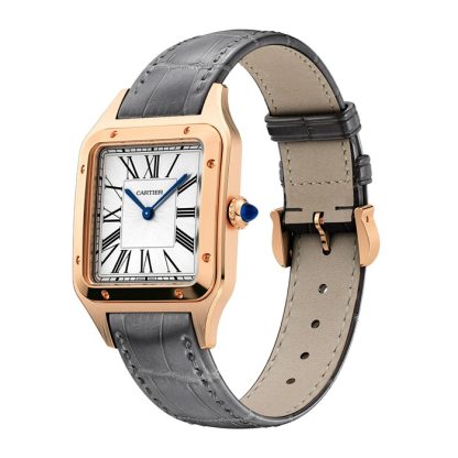Cartier Santos-Dumont ur stor model Quartz Movement Rose Gold Leather WGSA0021 - Billede 2