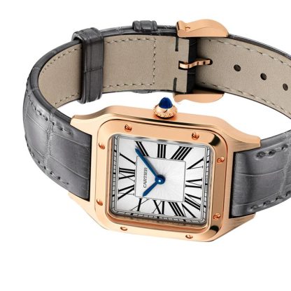 Cartier Santos-Dumont ur stor model Quartz Movement Rose Gold Leather WGSA0021 - Billede 5