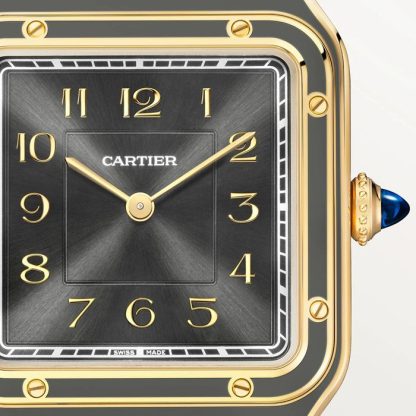 Cartier Santos-Dumont ur stor model mekanisk værk med manuelt optræk 430 MC Gult guld WGSA0097 - Billede 2