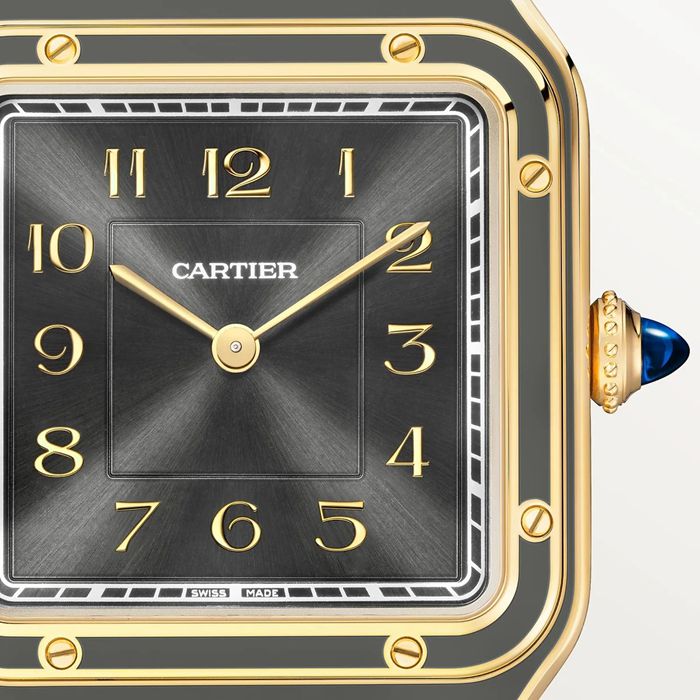 Cartier Santos-Dumont ur stor model mekanisk værk med manuelt optræk 430 MC Gult guld WGSA0097 - Billede 2