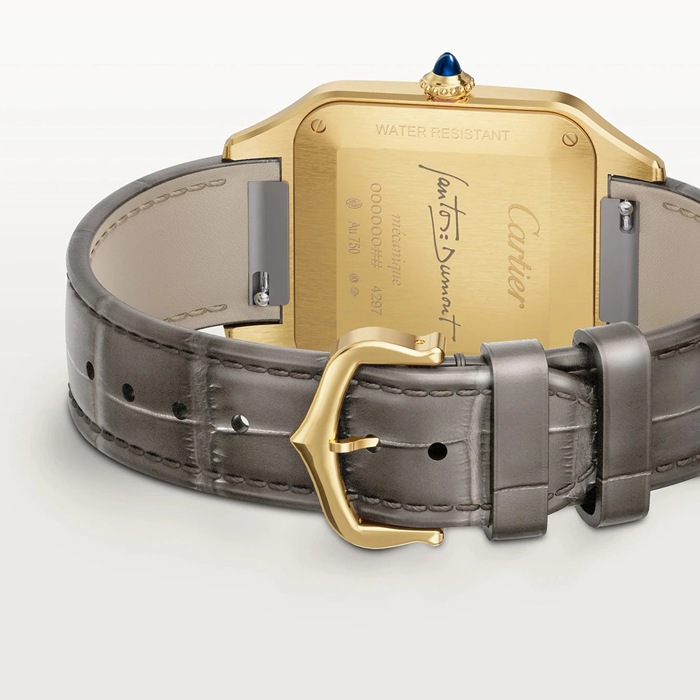 Cartier Santos-Dumont ur stor model mekanisk værk med manuelt optræk 430 MC Gult guld WGSA0097 - Billede 4