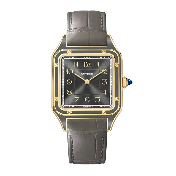 Cartier Santos-Dumont ur stor model mekanisk værk med manuelt optræk 430 MC Gult guld WGSA0097