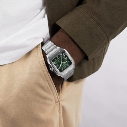 Cartier Santos de Cartier Ur Stor Model Stål Automatisk Udskiftelig Læderrem WSSA0062 - Billede 5