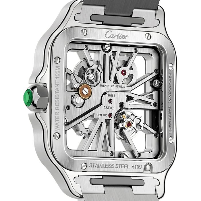 Cartier Santos ur skeleton stor model Fremstilling mekanisk værk med manuel optræk WHSA0028 - Billede 3