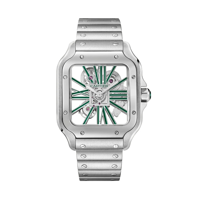 Cartier Santos ur skeleton stor model Fremstilling mekanisk værk med manuel optræk WHSA0028