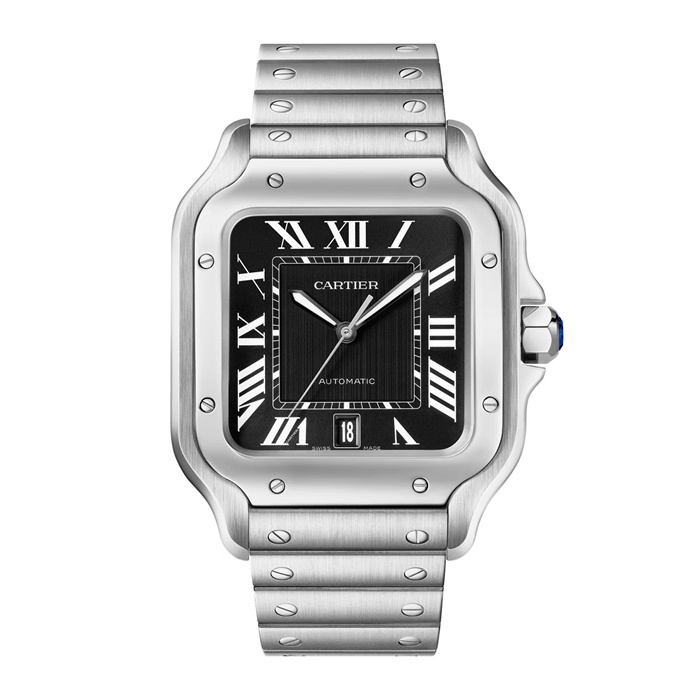 Cartier Santos ur stor model mekanisk værk med automatisk optræk kaliber 1847 MC Stålkasse WSSA0096