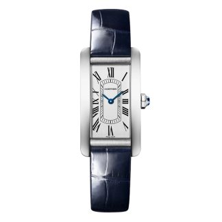 Cartier Tank Américaine Ur Lille model Kvartsurværk Stål Læder WSTA0117