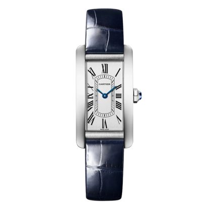 Cartier Tank Américaine Ur Lille model Kvartsurværk Stål Læder WSTA0117