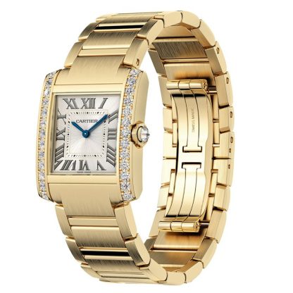 Cartier Tank Française Watch Medium Model Quartz Movement Yellow Gold Diamonds WJTA0040 - Billede 3