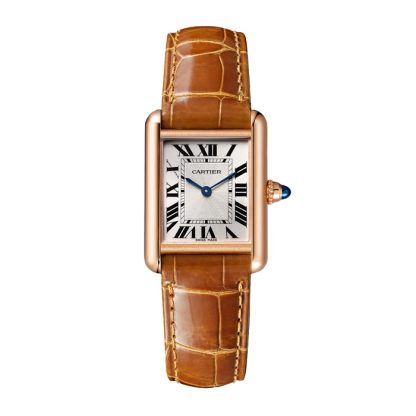 Cartier Tank Louis Cartier Watch Lille model Håndoptrækkeligt mekanisk urværk Rosaguld læder WGTA0010