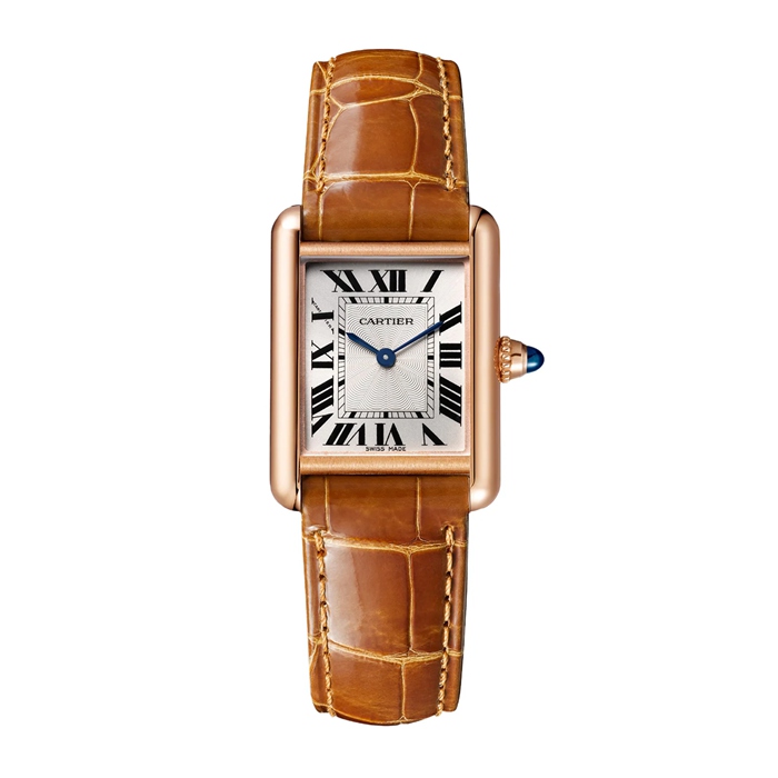 Cartier Tank Louis Cartier Watch Lille model Håndoptrækkeligt mekanisk urværk Rosaguld læder WGTA0010