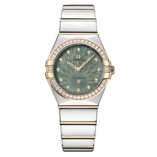 Omega Constellation Moonshine Gold 28mm dameur grøn O13125286060001