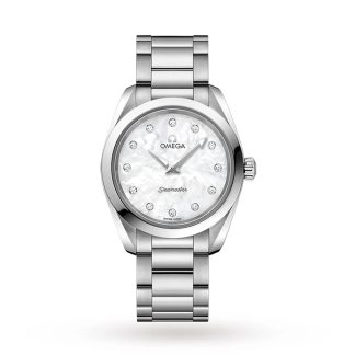 Omega Seamaster Aqua Terra 150M dameur 28 mm med kvarts og diamantpunkter O22010286055001