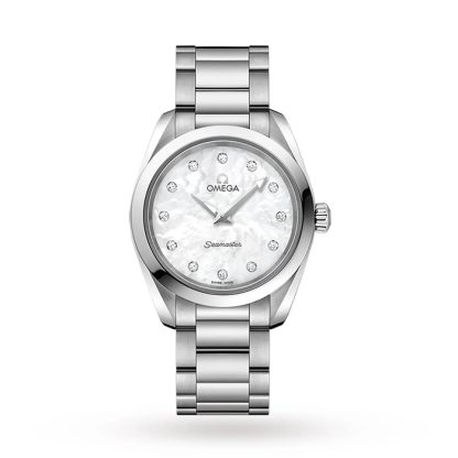 Omega Seamaster Aqua Terra 150M dameur 28 mm med kvarts og diamantpunkter O22010286055001