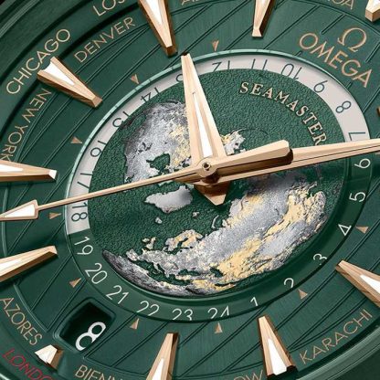 Omega Seamaster Aqua Terra 150m Co Axial Master Chronomaster GMT Worldtimer 43mm Herreur Grøn O22030432210001 - Billede 3