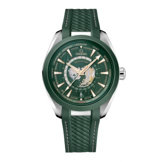 Omega Seamaster Aqua Terra 150m Co Axial Master Chronometer GMT Worldtimer 43mm herreur Grønt gummi O22032432210001