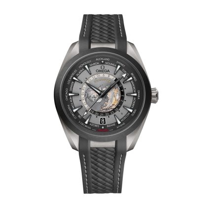 Omega Seamaster Aqua Terra 150m Co Axial Master Chronometer GMT Worldtimer 43mm herreur sort gummi O22092432299001