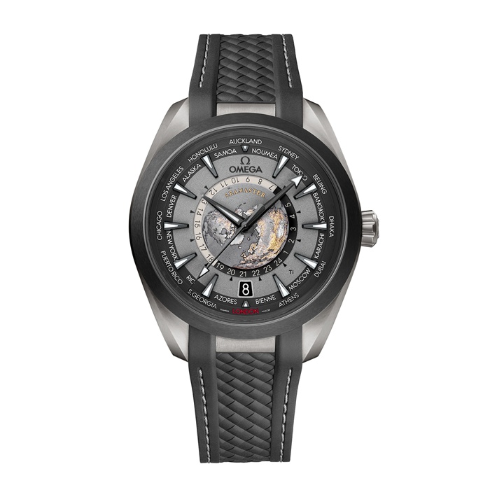 Omega Seamaster Aqua Terra 150m Co Axial Master Chronometer GMT Worldtimer 43mm herreur sort gummi O22092432299001
