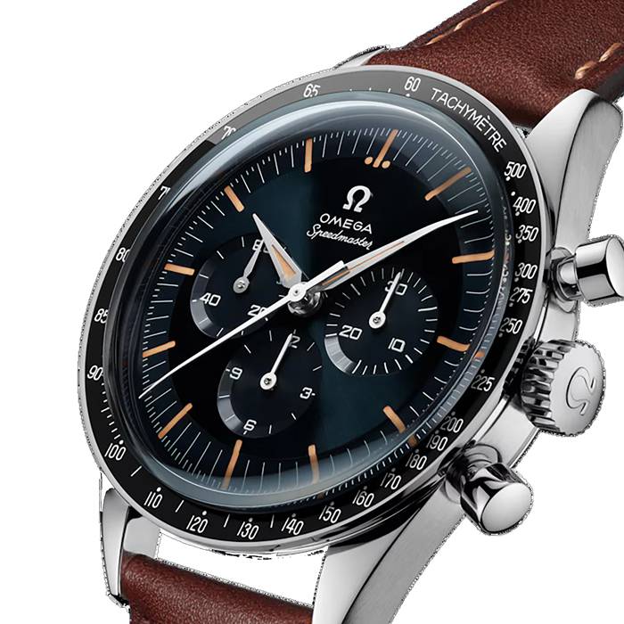 Omega Speedmaster Anniversary Series 40 mm herreur blå - brun læderrem O31032405006002 - Billede 2