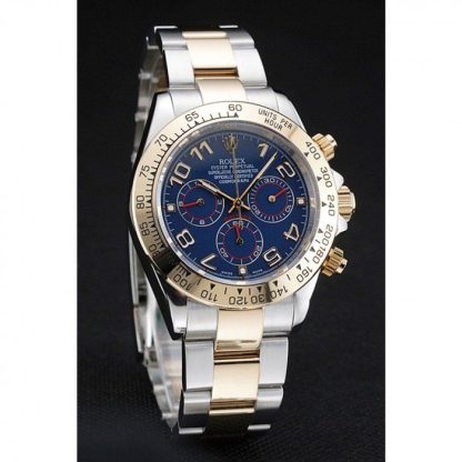 Replica Rolex Cosmograph Daytona blå urskive tofarvet rustfrit stålarmbånd 1454246 - Billede 3