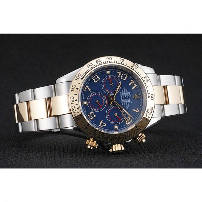 Replica Rolex Cosmograph Daytona blå urskive tofarvet rustfrit stålarmbånd 1454246 - Billede 4