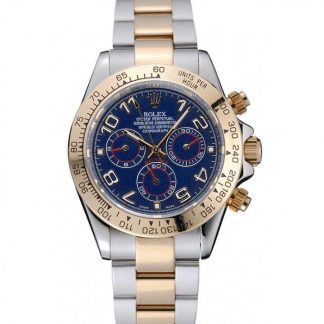 Replica Rolex Cosmograph Daytona blå urskive tofarvet rustfrit stålarmbånd 1454246