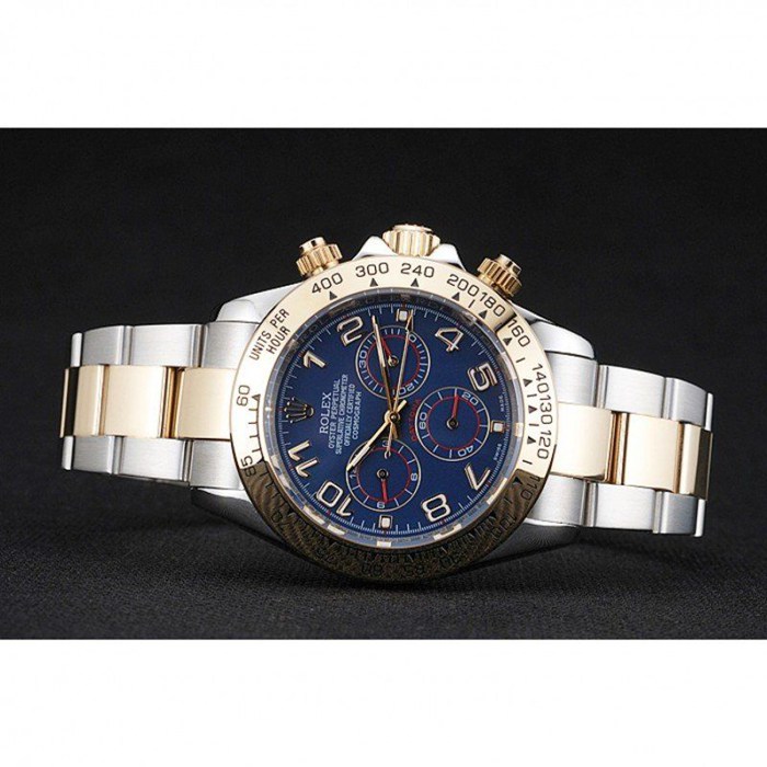 Replica Rolex Cosmograph Daytona blå urskive tofarvet rustfrit stålarmbånd 1454246 - Billede 5