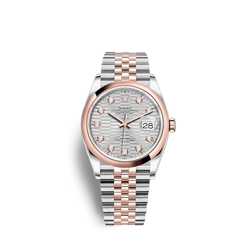 Replica Rolex Datejust 126201 36mm Sølv riflet motiv Jubilæum