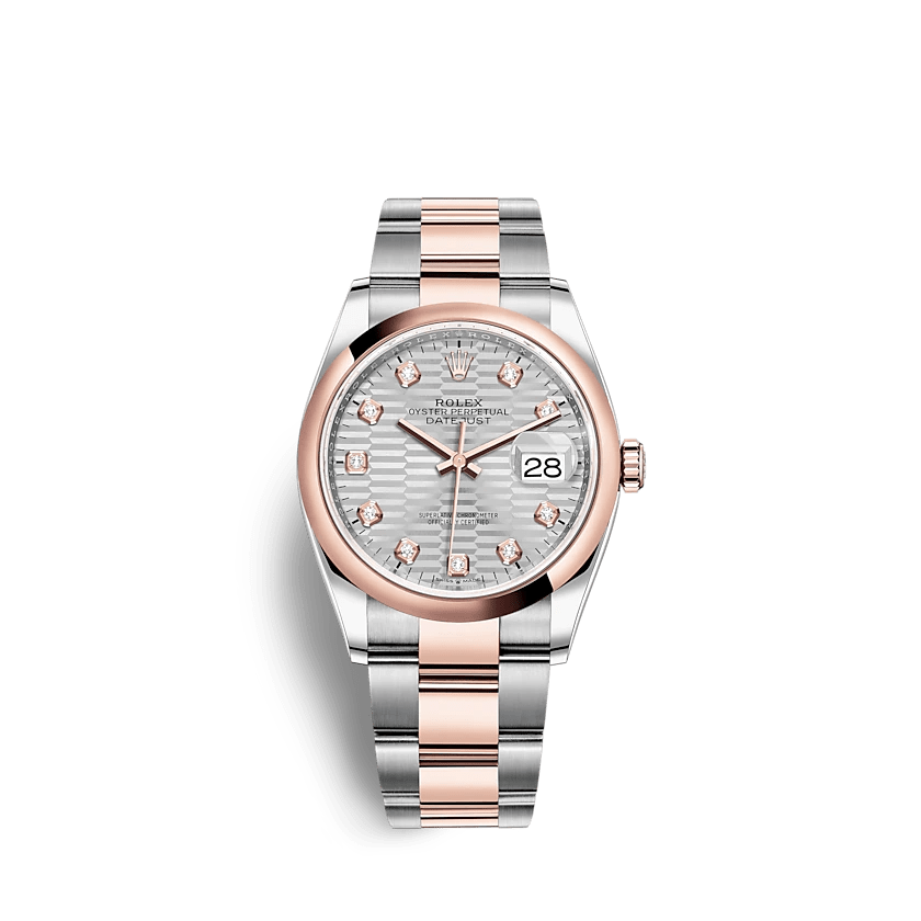 Replica Rolex Datejust 126201 36mm Sølv riflet motiv Oyster