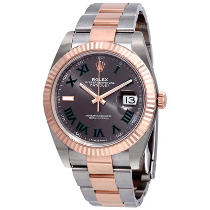 Replica Rolex Datejust 41 Rose Gold/Steel Slate Roman Dial Fluted Bezel OYSTER 126331 - Billede 2