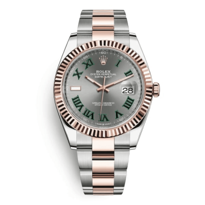 Replica Rolex Datejust 41 Rose Gold/Steel Slate Roman Dial Fluted Bezel OYSTER 126331 - Billede 3