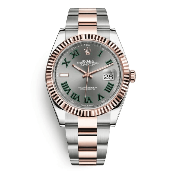 Replica Rolex Datejust 41 Rose Gold/Steel Slate Roman Dial Fluted Bezel OYSTER 126331 - Billede 3