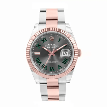 Replica Rolex Datejust 41 Rose Gold/Steel Slate Roman Dial Fluted Bezel OYSTER 126331 - Billede 4