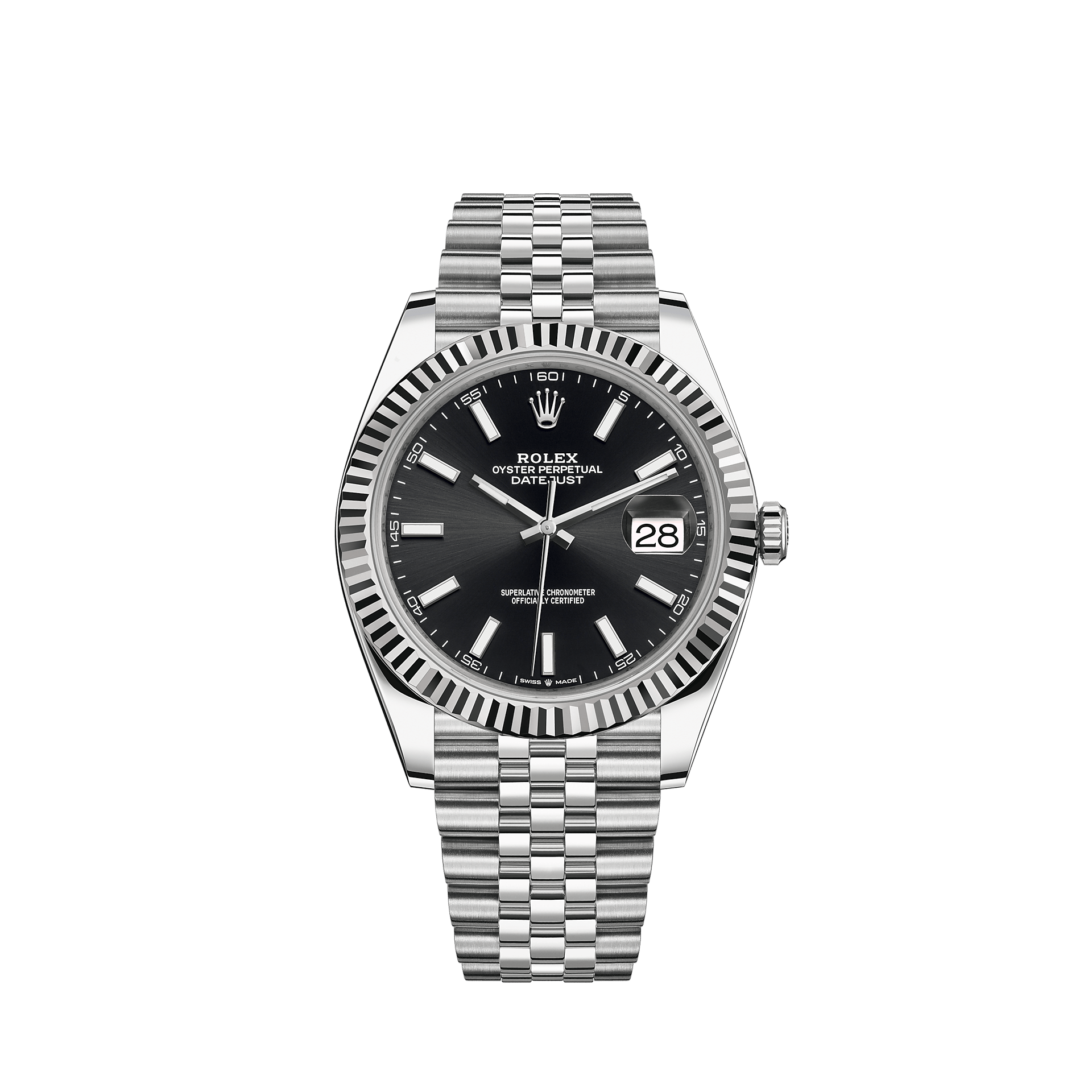 Replica Rolex Datejust 41 White Gold/Steel Black Dial Fluted Bezel 126334 Jubilee - Billede 3